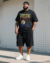 Big Man's Daily Casual Faith John Gospel Print Short Sleeve T-Shirt Shorts Suit
